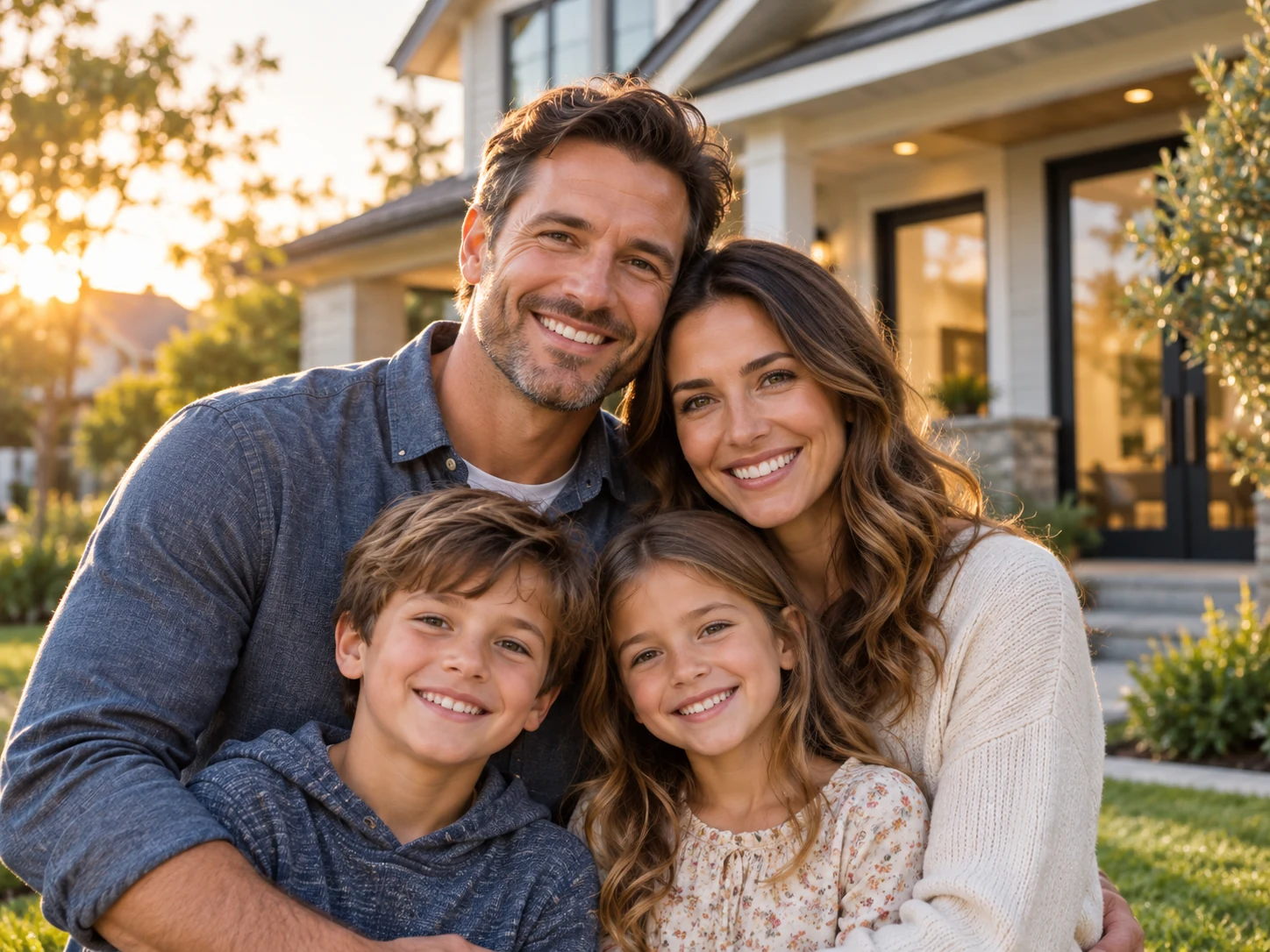 Family outside their home
