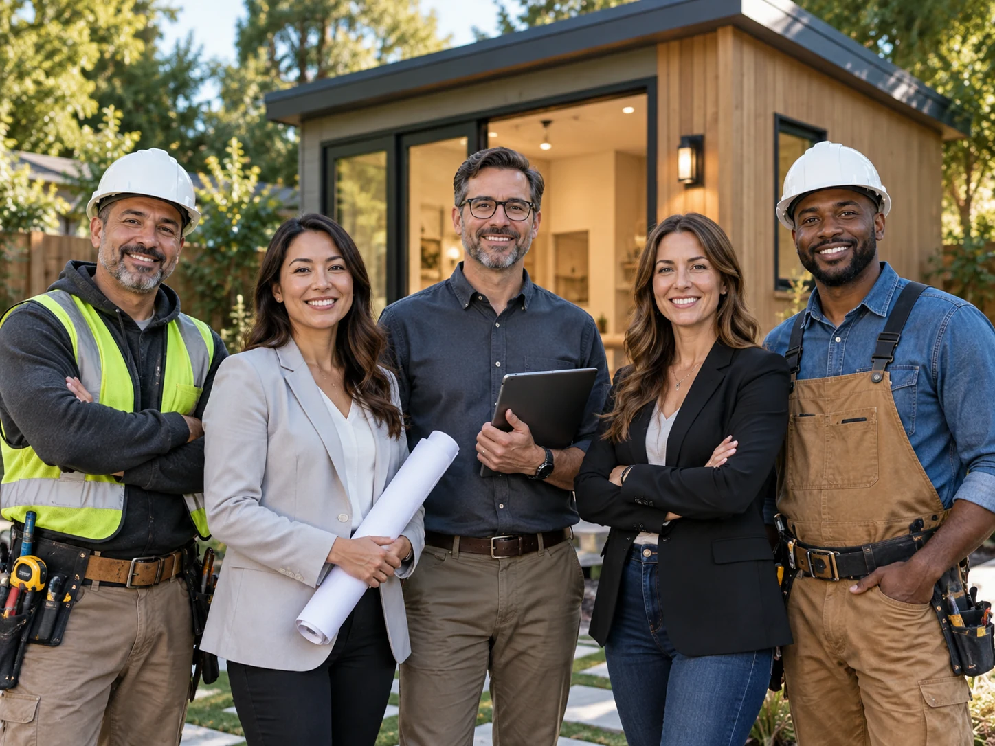 Diverse team of ADU construction and real estate professionals